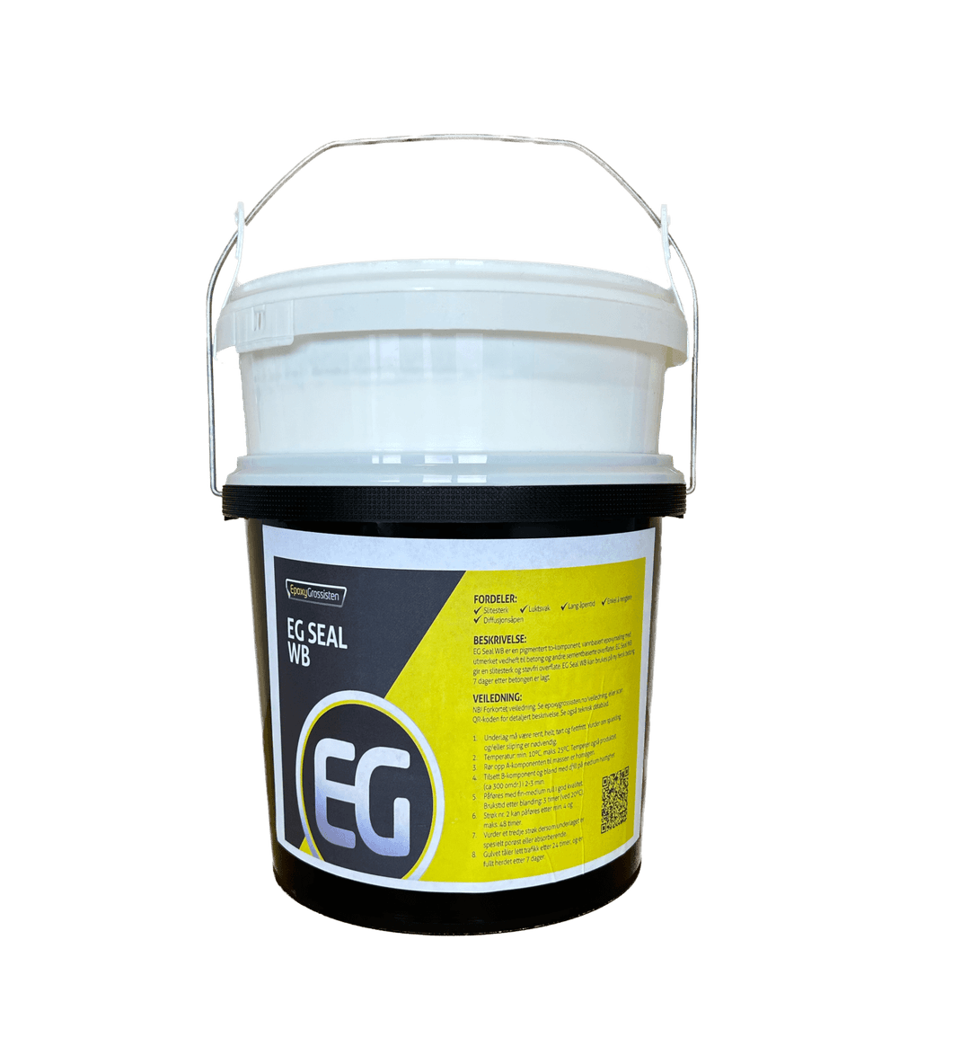 Produktbilde av EG Seal WB, vannbasert epoxy, herder og base i beholder
